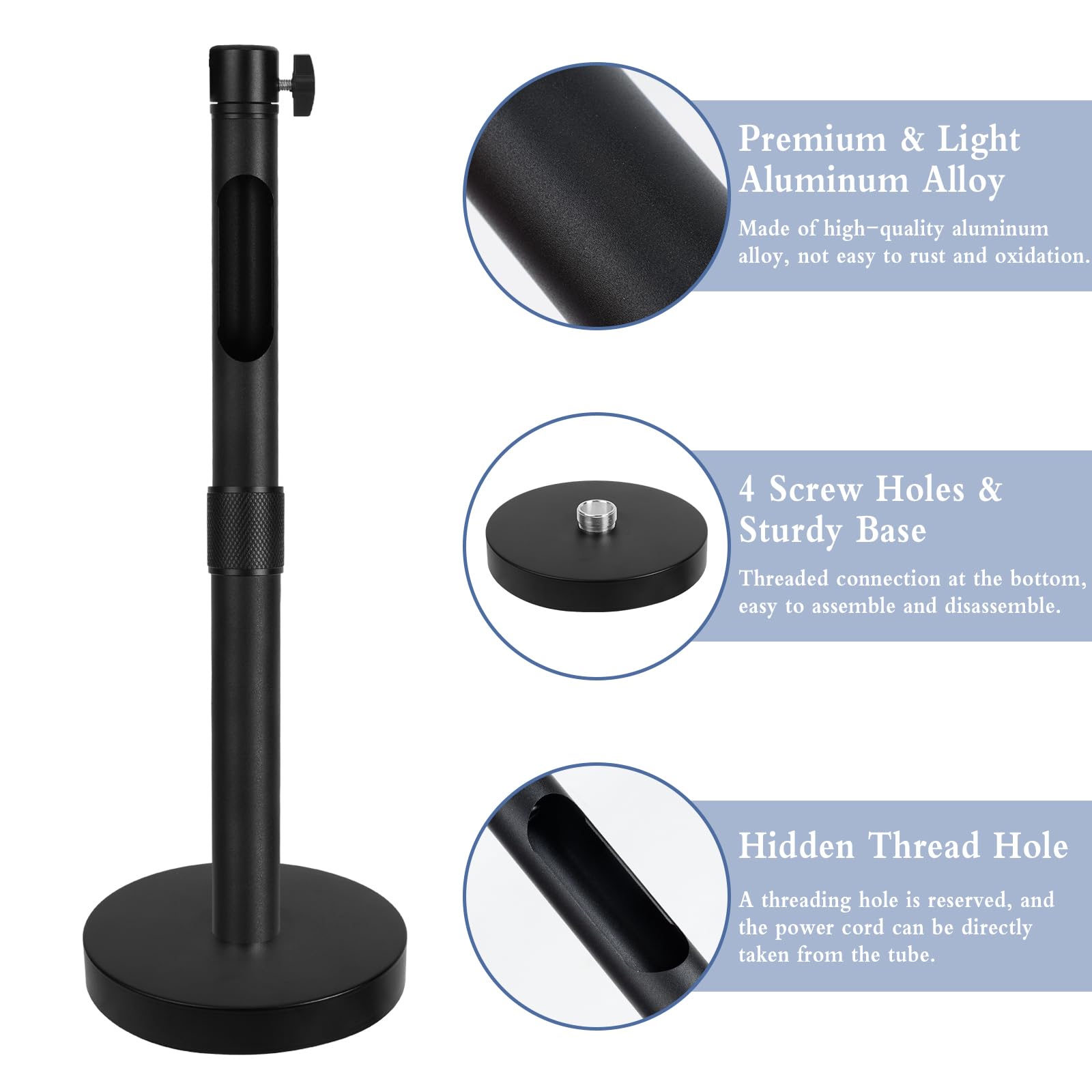 Supporto per Proiettore, Supporto Proiettore a Soffitto in Lega di Alluminio, Distanza dal Soffitto 20-40 cm, Girevole a 360°/90°, Capacità di Carico Fino a 4kg, Ideale per Casa Cinema Presentazioni