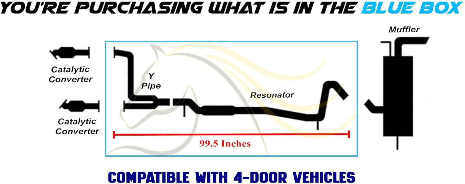 Exhaust Y Pipe Resonator Kit Compatible for 2012-2015 Jeep Wrangler 3.6L | Stainless Steel | Northeastern Exhaust | Free Clamps Included | Automotive Replacement Part | Direct-Fit