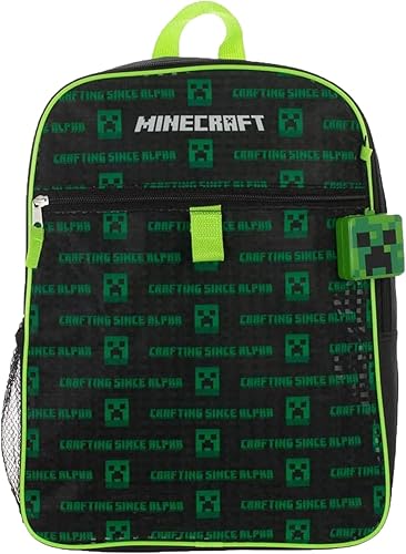 Miniatura 2 de BIOWORLD Minecraft Creeper - Mochila infantil de 5 piezas, color verde, talla única