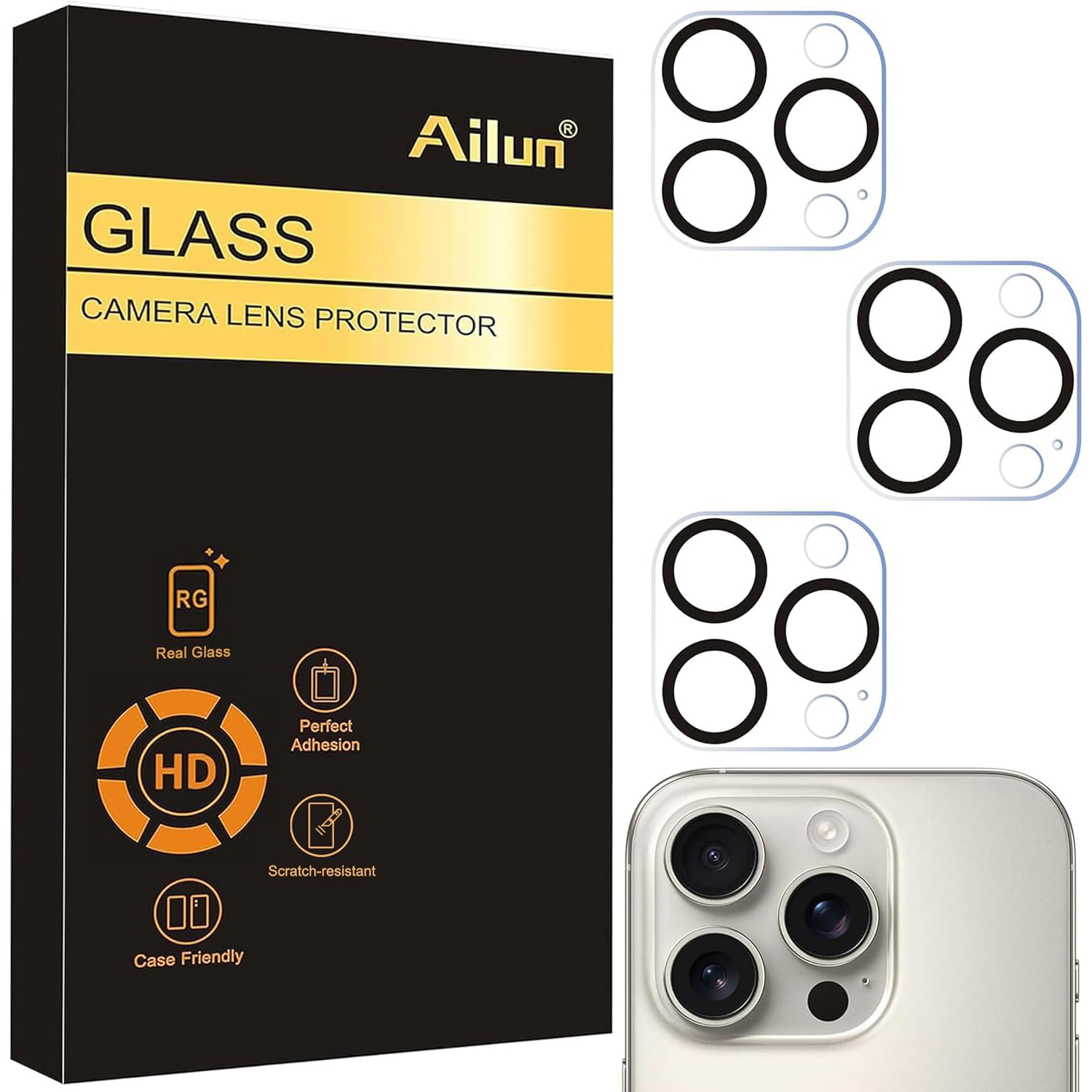 Ailun 3 Pack Camera Lens Protector for iPhone 15 Pro & iPhone 15 Pro Max