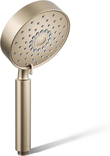 KOHLER 22166-G-BV Purist - Ducha de mano con cuatro funciones, cabezal de ducha de mano con 3 ajustes de pulverización, 1.75 GPM, bronce cepillado
