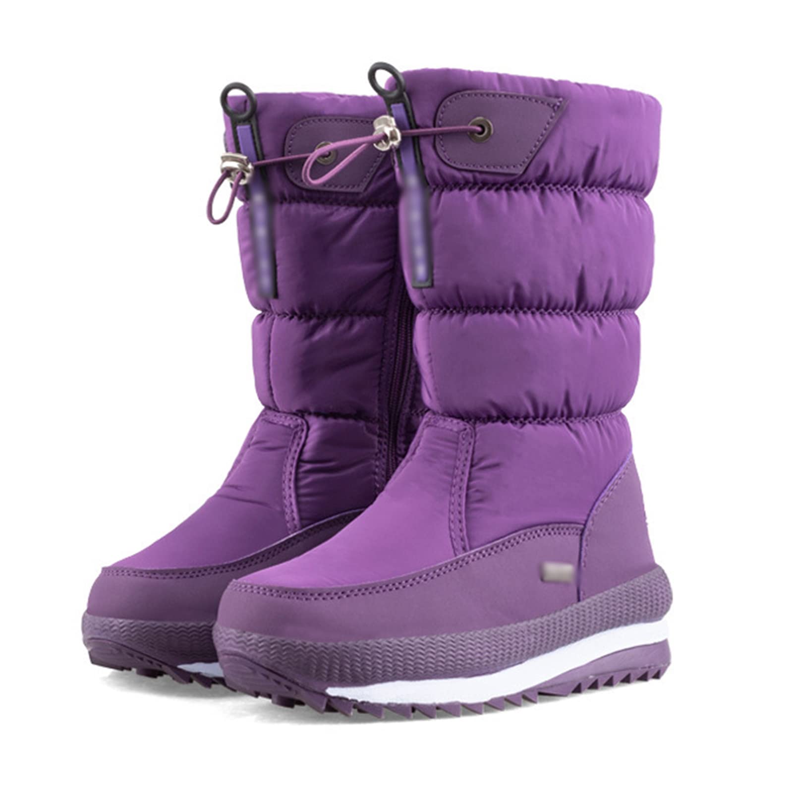 CHRNDXEESnow Boots, Womens Ankle Wellies, Thermal Lining Winter Thick Water Proof Anti-Slip Hiking Rain Booties, Flat Grip Sole Classic Short Boots, for Outdoor Trekking Walking Ski,Purple,39 EU