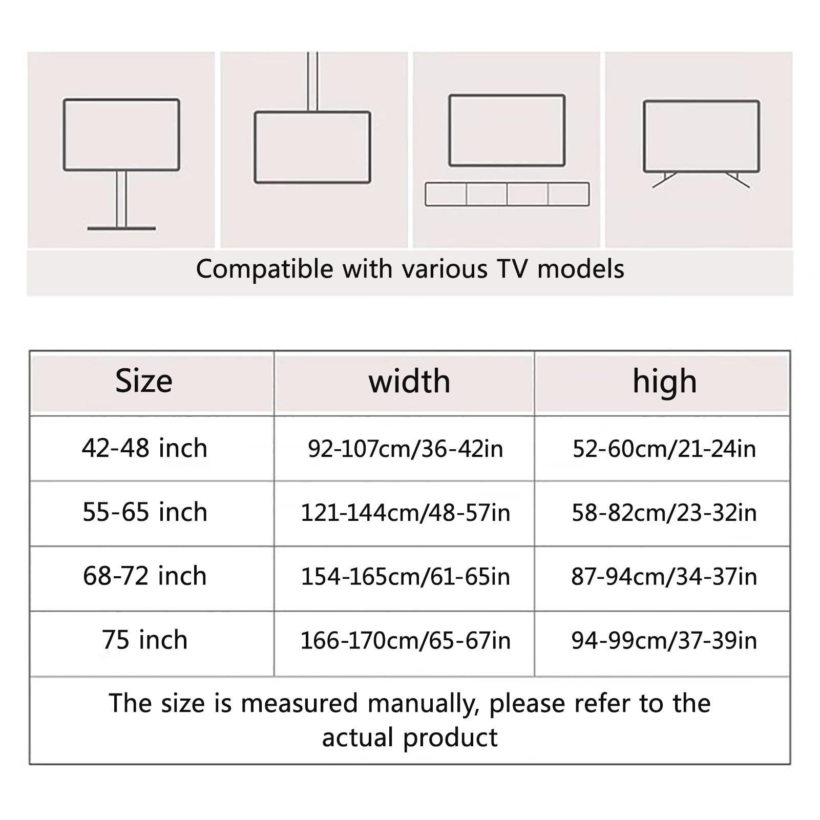Pokrowiec Na Telewizor W Salonie, Tkanina Osłona Przeciwpyłowa Do Telewizora Ochrona Ekranu Przed Pyłem Różne Ochraniacz Na Telewizor(80-85 inch,Flower E)