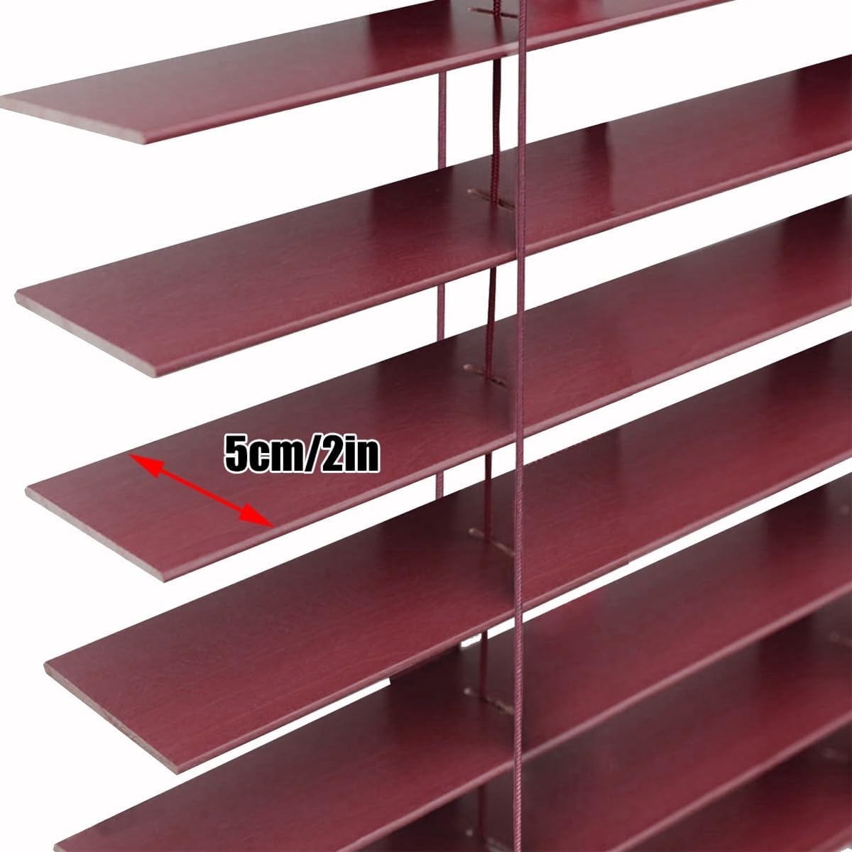 Faux Wood Blinds for Indoor Windows 2" Cordless Home Wood Window Blinds Office Window Shades Blackout Waterproof Horizontal Blinds 18"x36" 25"x48" 36"x60" 48"x72" 50"x89"(Burgundy)