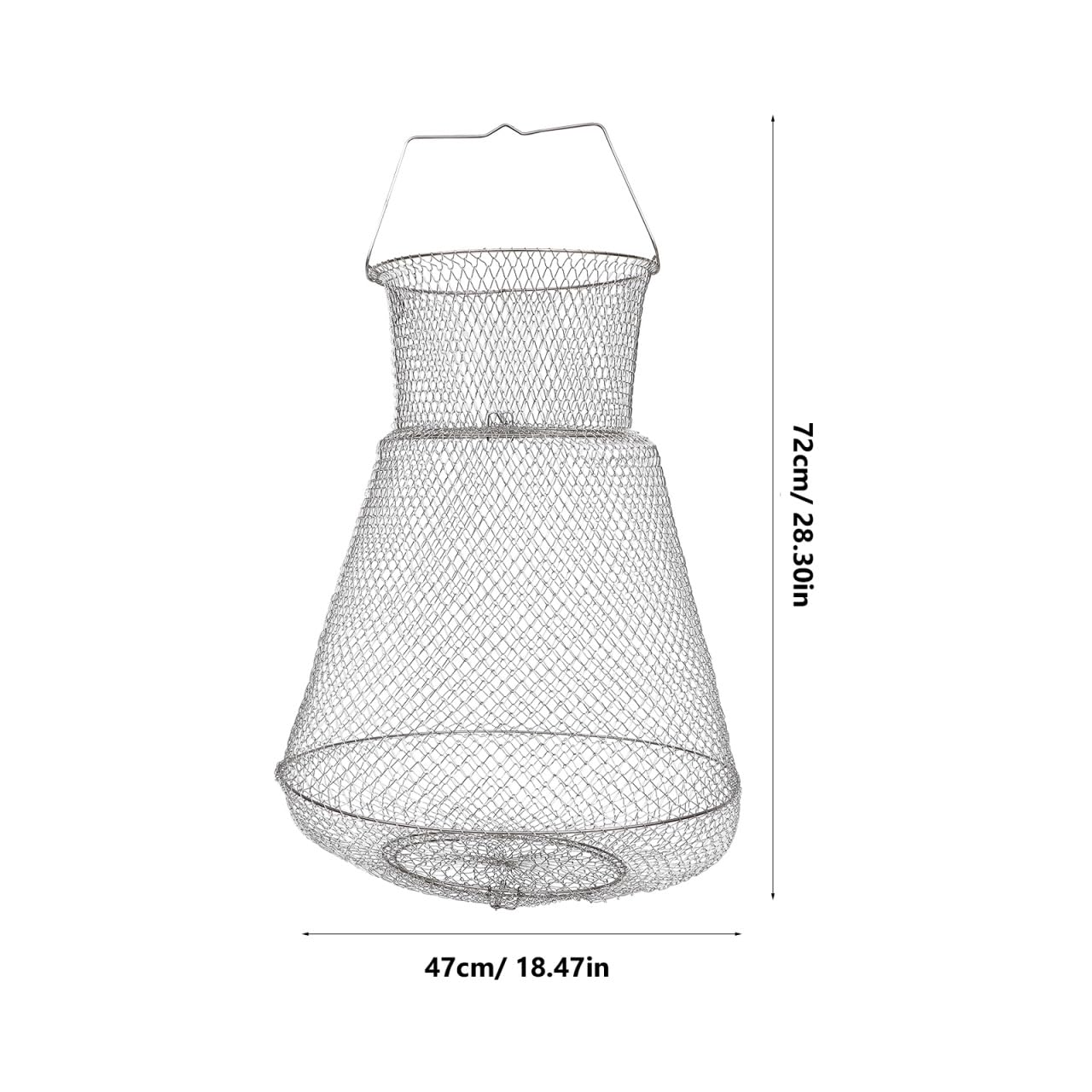 Fish Cage da Pesca Pieghevole in Acciaio Inox Argento | 1 Pezzo, Uso in Acqua Salata e Fiume, Struttura a Rete Metallica, Robusto e Facile da Ripiegare