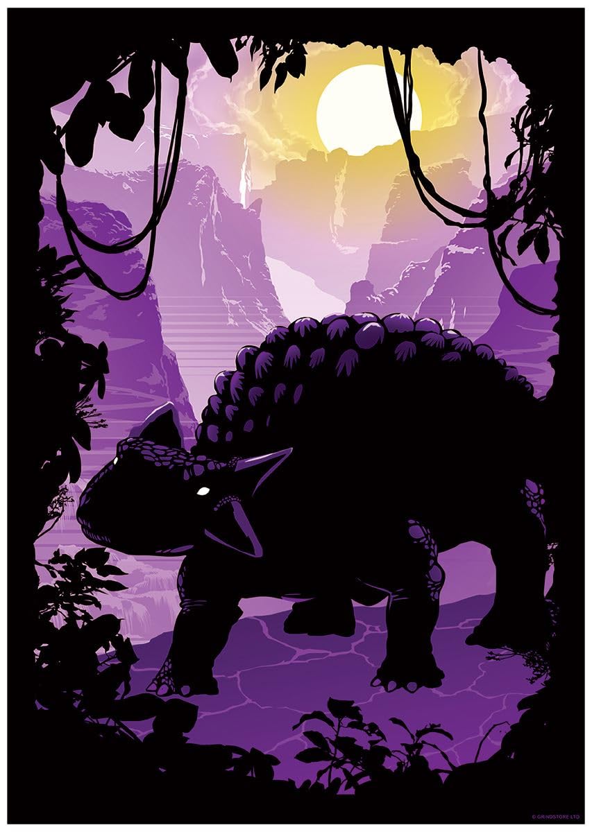 Grindstore Multicolour Laminated Ankylosaurus Silhouette Mini Poster Wall Art Print, Room Decor, Bedroom Home Office Decoration, Gift Idea, Novelty Wall Decor