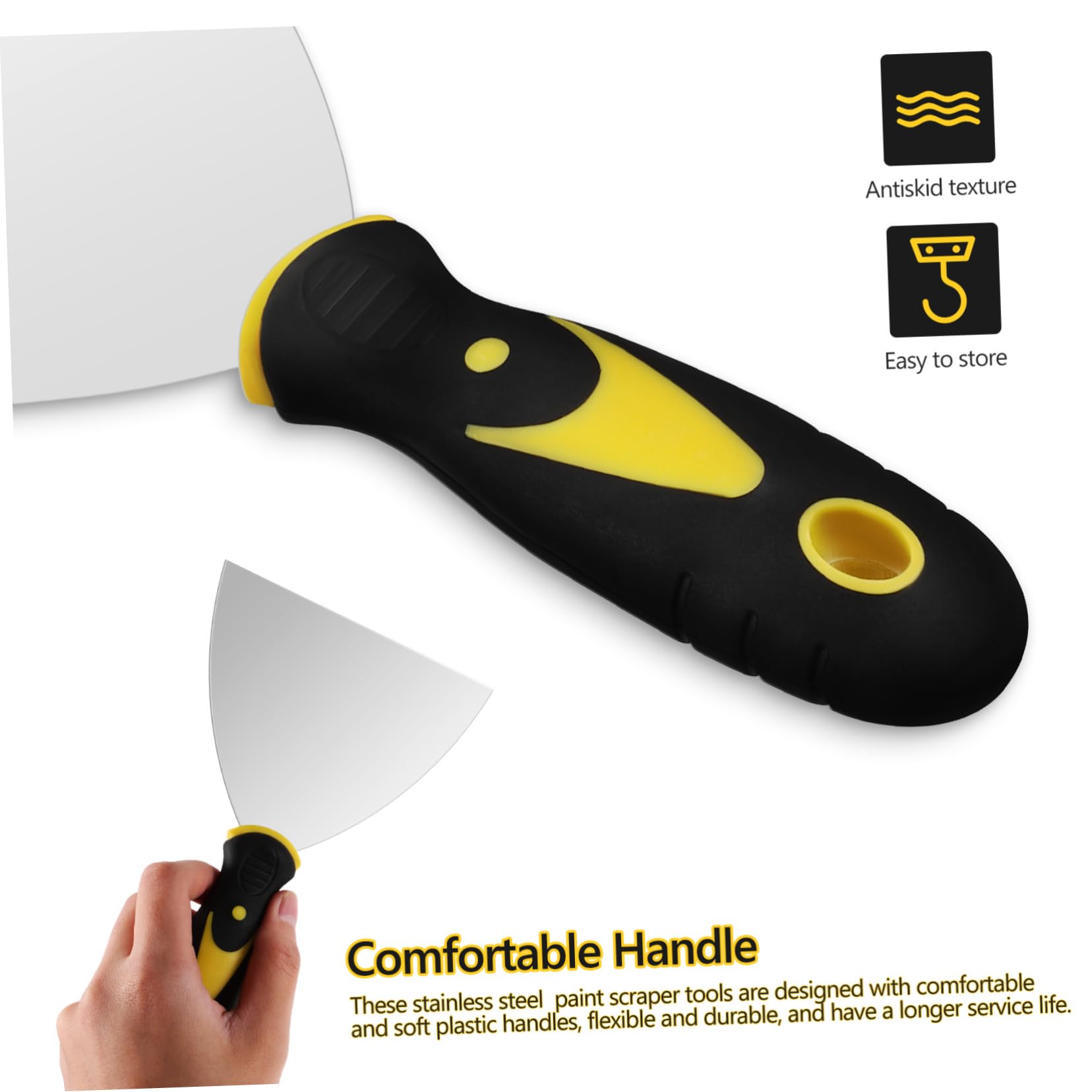 WOONEKY Spatole per Stucco Professionali Set 8 Pezzi in Acciaio Inossidabile Flessibili per Rimozione Graffi con Manico Utensili per Pareti e Riparazioni Murarie
