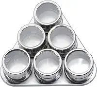 Porta Temperos Condimentos Inox Magnético 6 Potes Com Imã