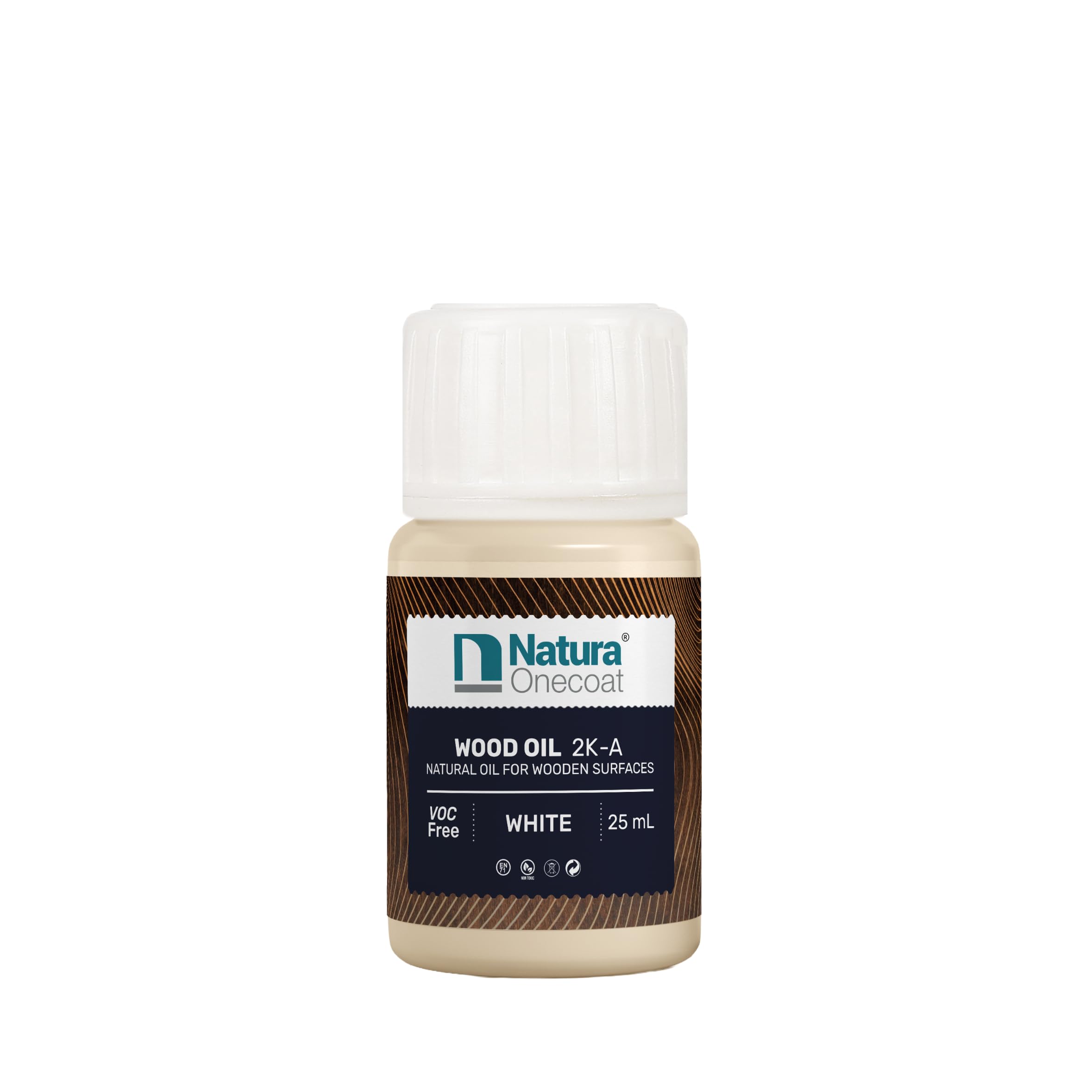 Natura Onecoat Wood Stain Oil - Sample - 25 ml, White – Natural Wood Finish for Interior Furniture & Floor - Linseed Wood Oil - Environmentally Friendly - Hard Wax Oil for Color Sampling - VOC-Free