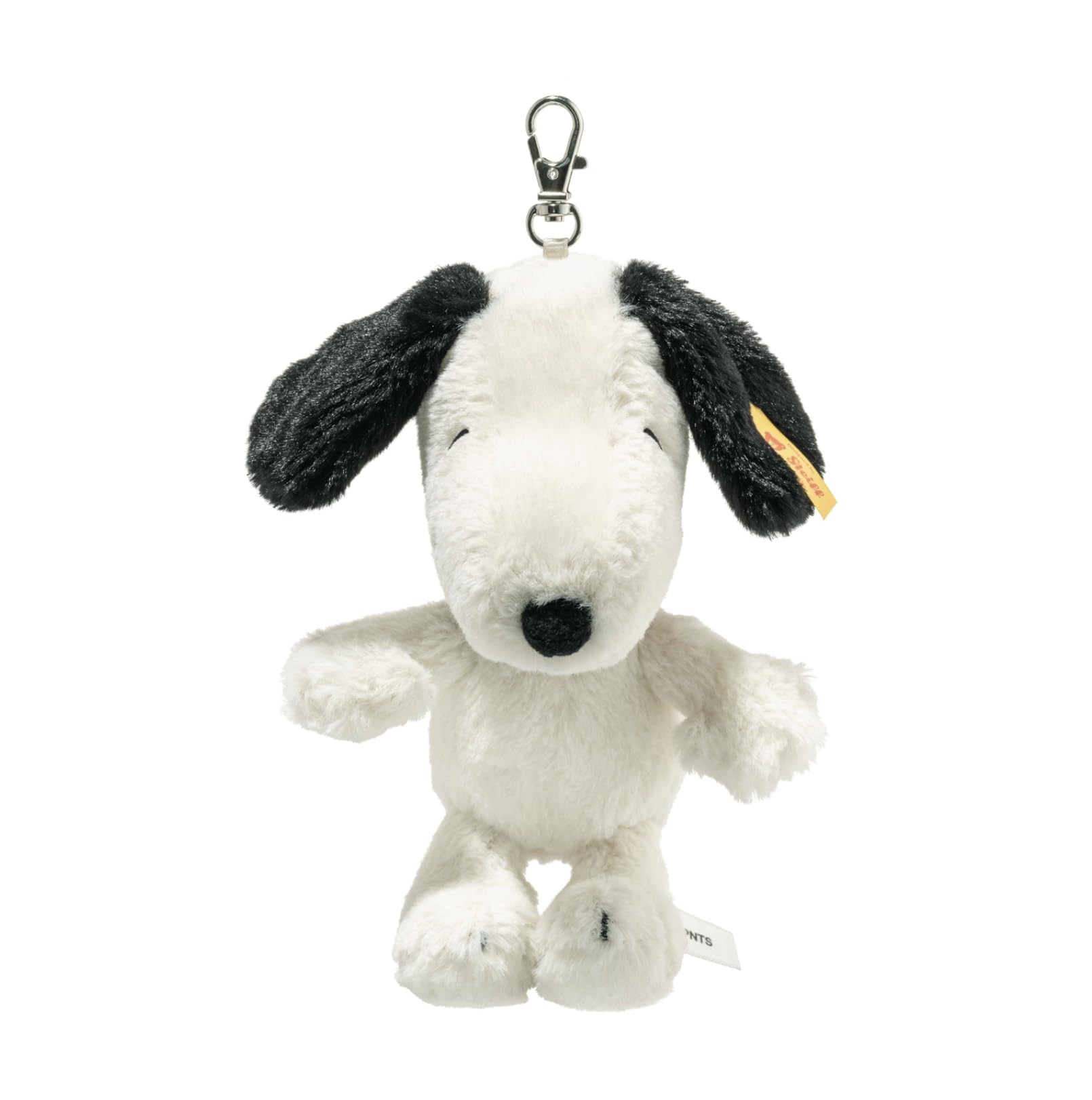 Steiff Zawieszka Snoopy 15 cm, biała, Peanuts, pluszowa zawieszka Snoopy, przytulanka z kółkiem na klucze, wykonana z miękkiego pluszu, można prać w pralce