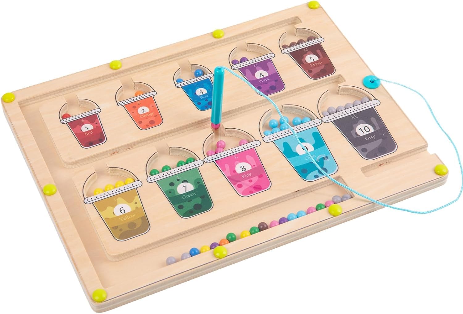 Magnetic Color & Number Learning Game for Toddlers, Montessori Counting Toys with 10 Cups & 55 Candy Balls, Fine Motor Skills Toys for Kids Ages 3 4 5