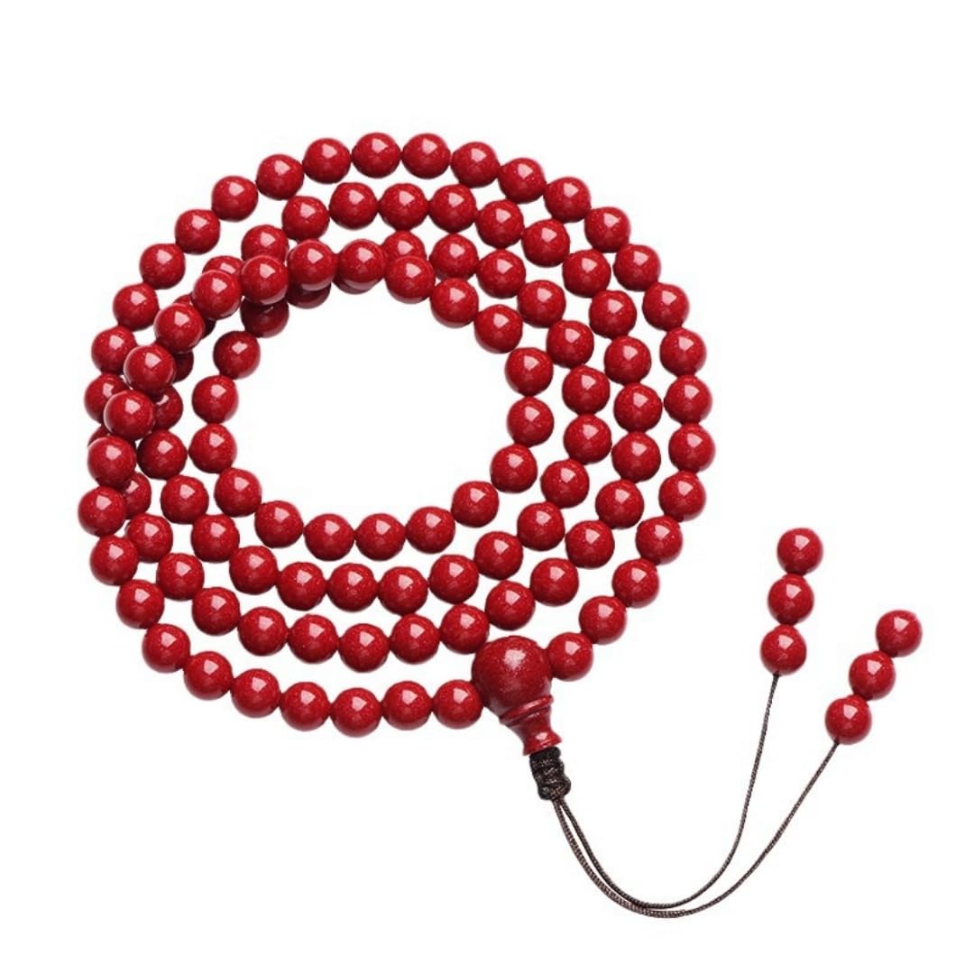 Pulseras Cuentas Elásticas Pulseras De Cinabrio Con Arena Morada Y 108 Cuentas Pulsera Larga De Arena Roja Joyería De Piedra Energética
