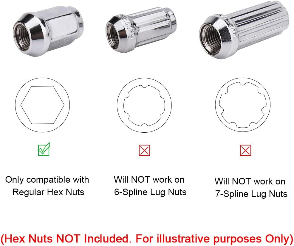 IRONTEK Wheel Lug Nuts 14X1.5 Thread Close End 24 Pieces Silver Chrome Truck Socket Lug Nuts for Ford/Acura/Cadillac/Chevy/Chrysler/GMC/Honda/Jeep/Toyota/Hummer