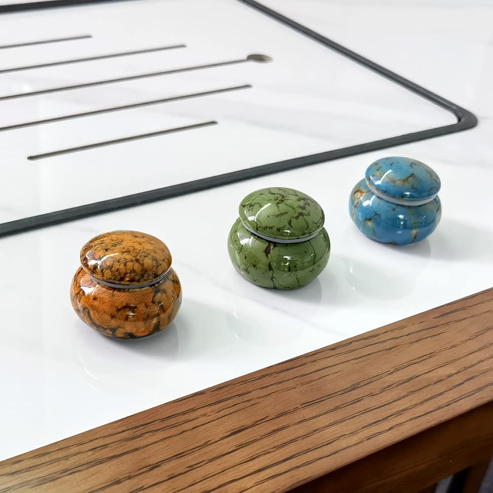Urna Piccola,Mini Ceramica Urne Cinerarie Realizzata a Mano Piccola Urna Commemorativa per Contenere Umane o Animali Ceneri(Arancia)