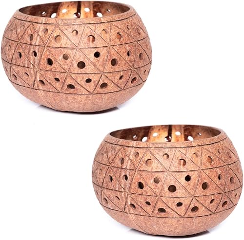 Rainforest Bowls Juego de 4 portavelas con ojales de té de coco, ideales para organizar fiestas, cenas, recuerdos de boda, relajarse, regalar,