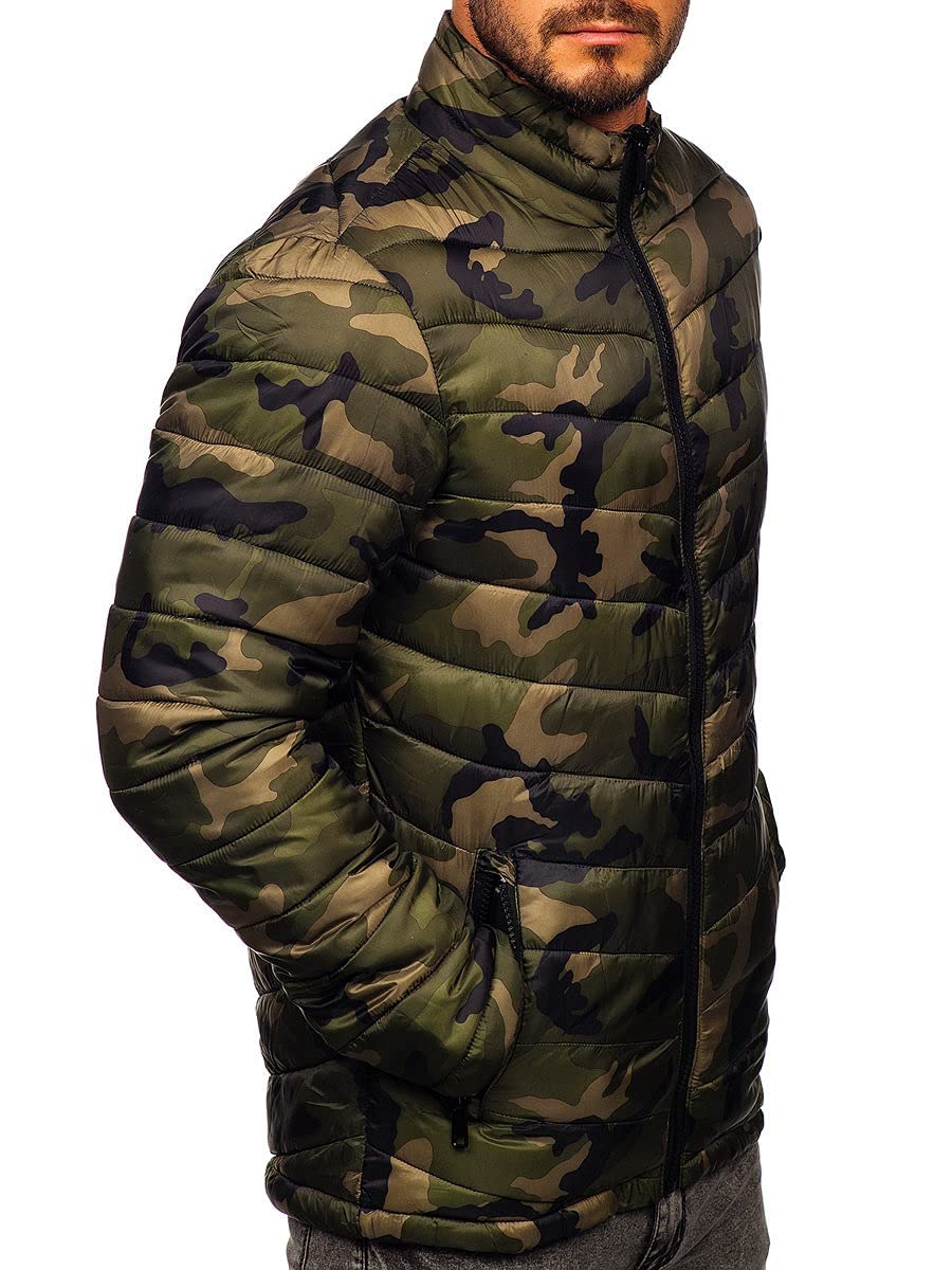 BOLF Hombre Chaqueta de Entretiempo Deportiva Cierre de Cremallera Cuello elevado Cazadora Ropa de Abrigo Plumas Outdoor Básico Estilo Diario 4D4