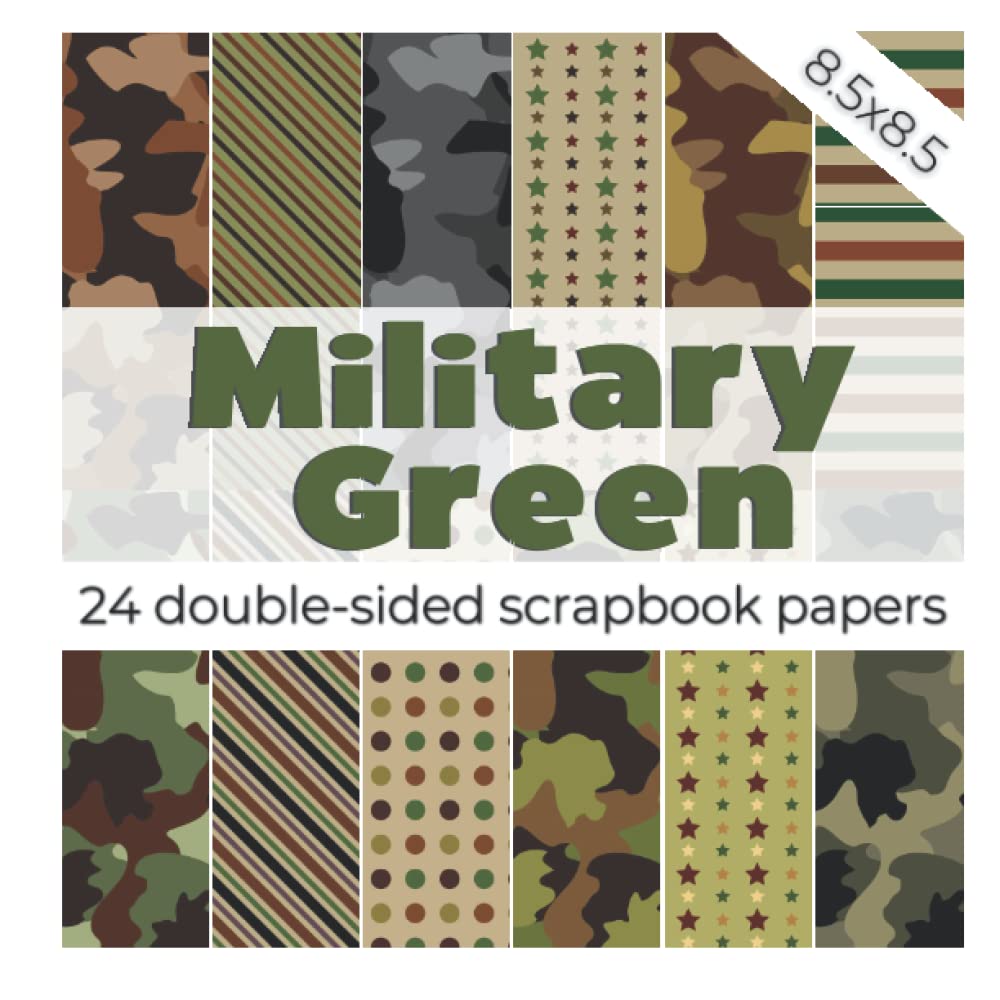 Buy GREEN Army theme scrapbook paper Patriotic scrapbooking supplies