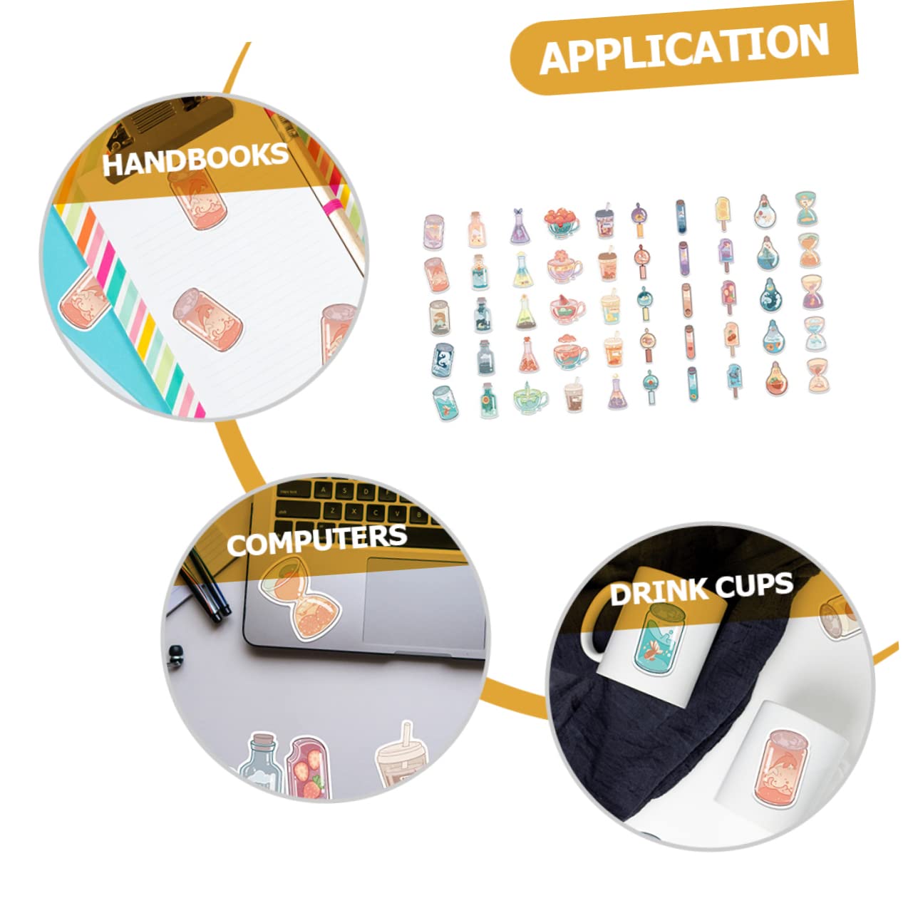 STOBOK 500fogli Adesivi Decorativi Impermeabili Per Scrapbook e Album Fotografici Stickers Fai Da Te Adesivi Per Bottiglie e Tazze Decorazioni Creative Per Diari e Progetti Artigianali