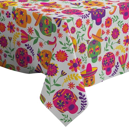 Xtremepads Dia De Los Muertos Patroonpatroon - Vierkant Linnen Tafelkleed, 52 "x 52" inches Wasbaar Decoratief Tafelkleed