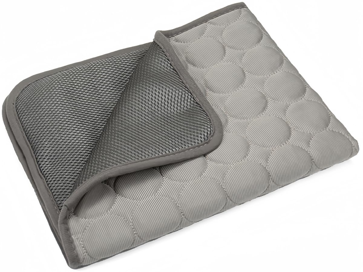 Colchonetas Refrescante para Perros, Alfombrilla para Perros en Verano, Alfombra de enfriamiento para Gatos Seda de Hielo, Esteras Autoenfriamiento para Mascotas Lavable(Gris,70x100cm)