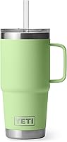 YETI Rambler 25 oz Tumbler with Handle & Straw Lid - Vacuum Insulated Stainless Steel Travel Mug, Key Lime