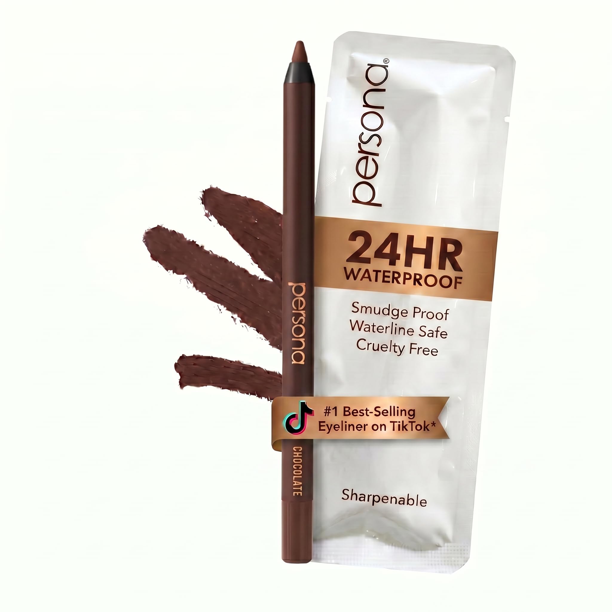PERSONA 24HR Chocolate Waterproof Eyeliner Pencil, Creamy & Sharpenable