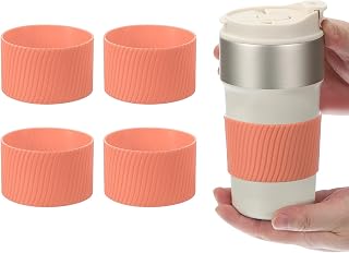 sourcing map Paquete de 4 fundas para tazas de café, reutilizables, de silicona, resistentes al calor, funda protectora antideslizante para taza de hogar, viajes, tazas de café, vasos, botellas de