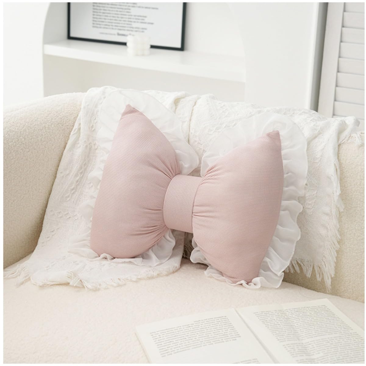 Amazon.co.jp: ボウピロー デコラティブスロー枕、リボン型枕