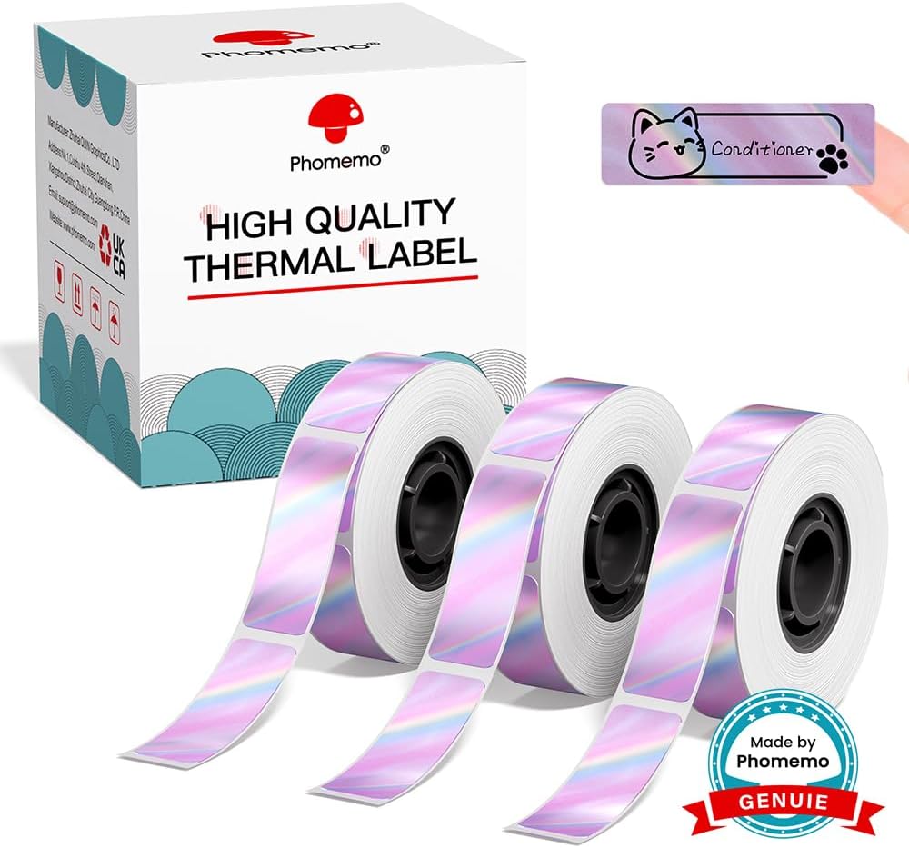 Phomemo D30 D30D Label Tape Black on Purple Stunning Holographic Shine Tape