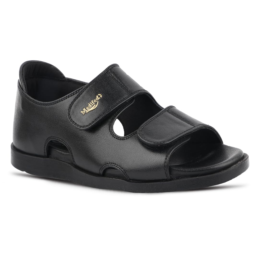 medifeet Women's Orthopedic Slide Sandals, Leather Cross Strap Comfort Flats with Arch Support, PU Sole, Adjustable Velcro for Foot Pain Relief-picture-13