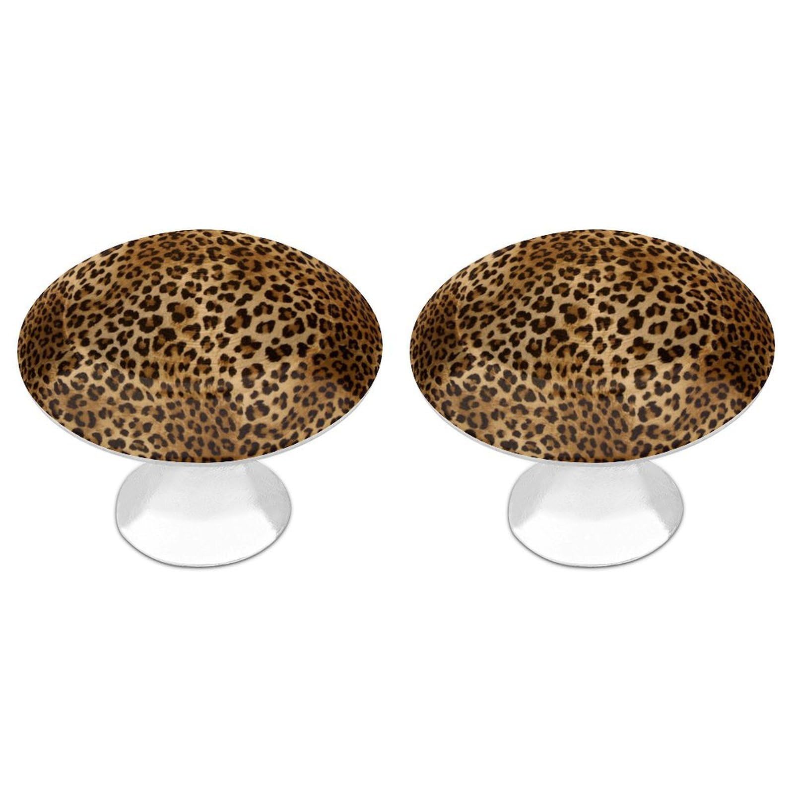 FekiLoot Cute Leopard Cabinet Knobs 2 Pack Stainless Steel Round Dresser Drawer Knobs Kitchen Drawer Hardware Dresser Knob Closet Door Pulls Cabinet Handles for Cupboard Drawer Pulls