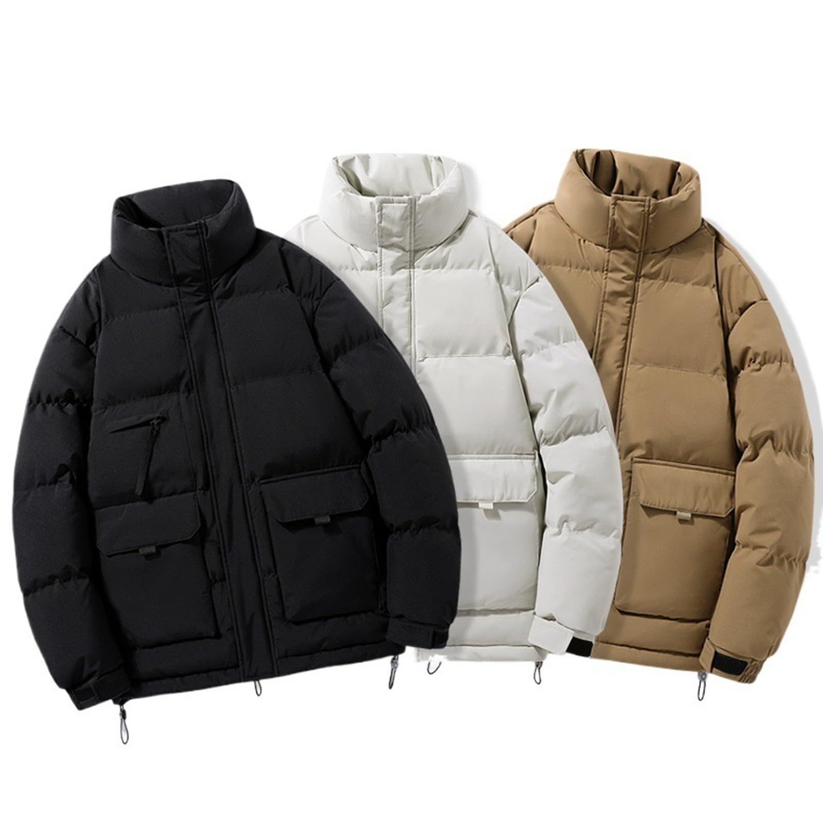Genérico Chaqueta Acolchada Hombre Invierno, Cazadora Hombre Invierno,Abrigo De Invierno CáLido Acolchado Y Grueso con Cuello Alto Estilo Casual Y Elegante De Corte Holgado Ideal para El FríO