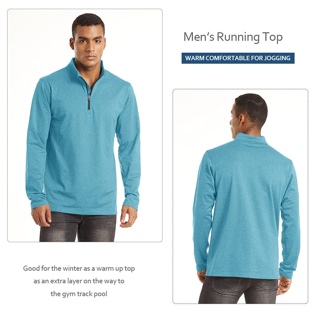 TACVASEN Camiseta de manga larga para hombre, con media cremallera, forro polar, capa base térmica