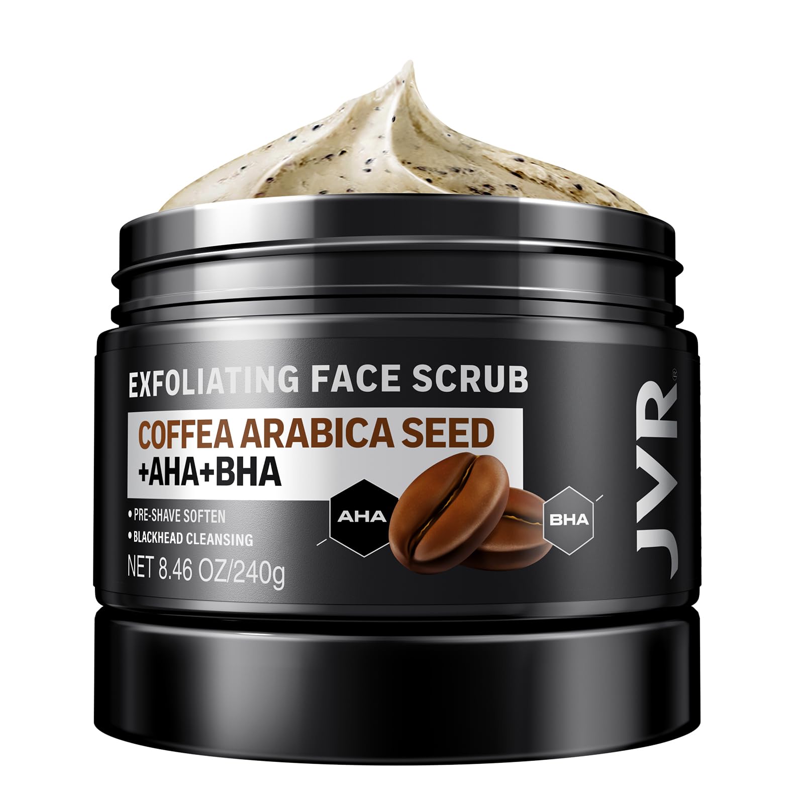 JVR Men's Facial Scrub with Coffee Extract, AHA & BHA