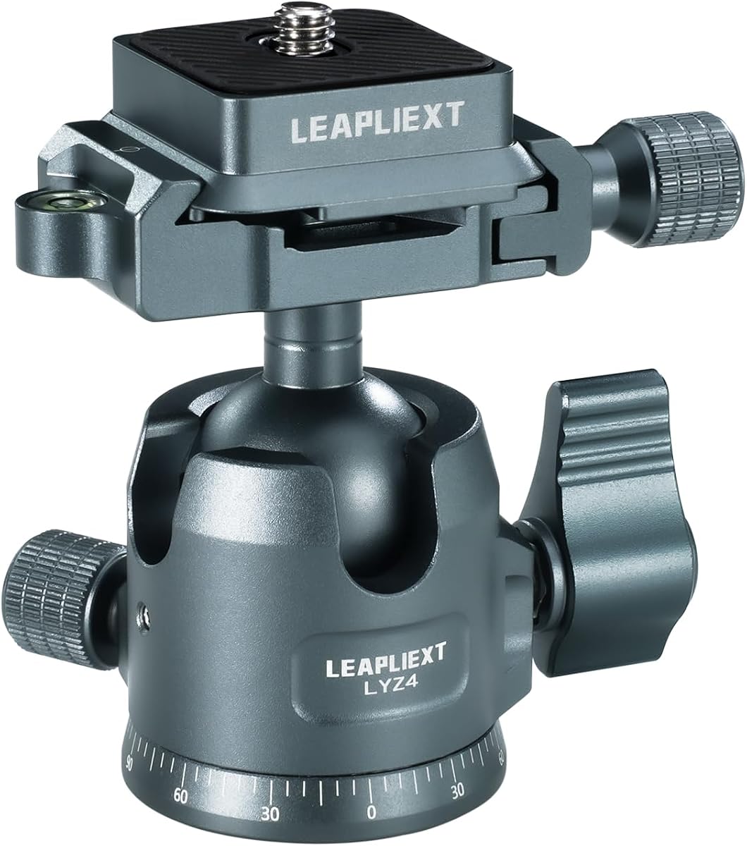 Rótula de bola de trípode de metal, rotación panorámica de 360 grados, placa de liberación rápida Arca Swiss de 1/4 de pulgada, carga máxima 12 kg/26 libras, compatible con trípode, monopié, soporte para teléfono iPad