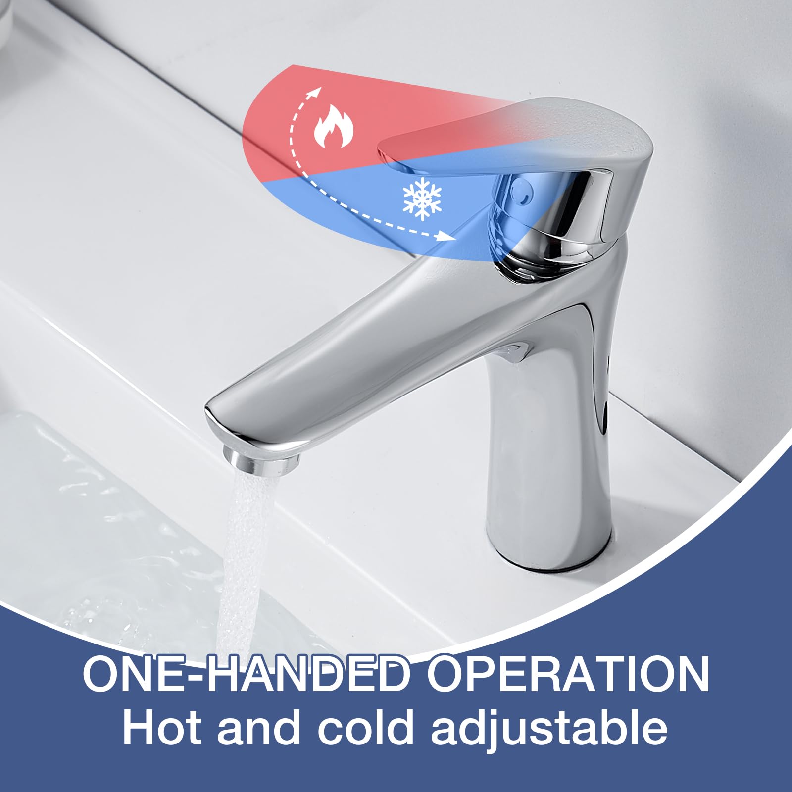 Chrome Basin Mixer Taps Single Handle Bathroom Sink Tap - Image 3