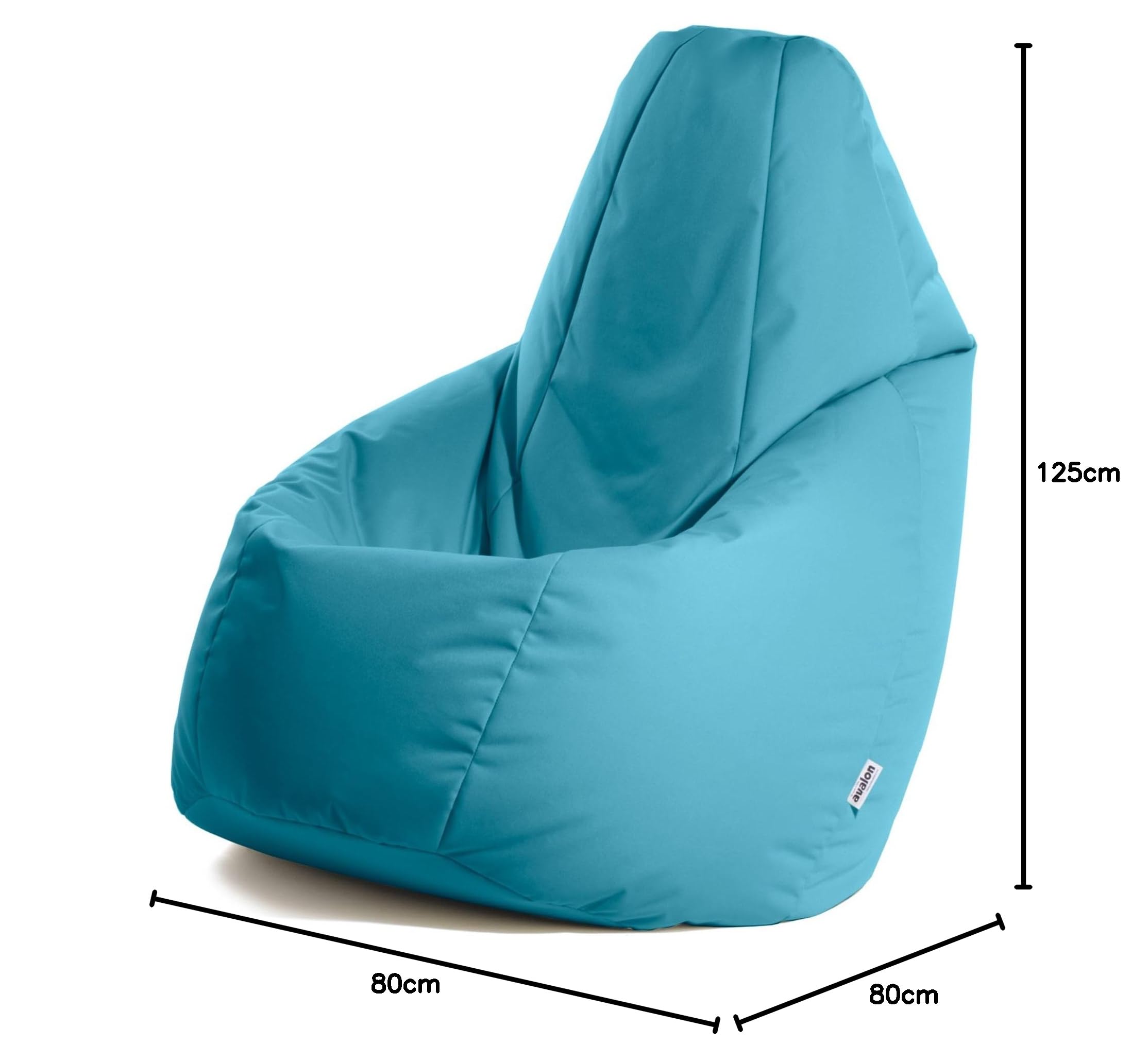 Avalon - Puff Poltrona Sacco Grande L Jive Deluxe Sfoderabile, Pouf Sacco di Qualità Sartoriale, Bean Bag per Sedersi Ergonomico, Tessuto Antistrappo Impermeabile, Made in Italy(80x125cm-Petrol)