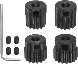 HARFINGTON 48P Hardened Pinion Motor Gear Set 4pcs 13T 14T 15T 16T Fit 1/8 inch RC Motor Shaft 48 Pitch Gears for RC Car, with Hex Key