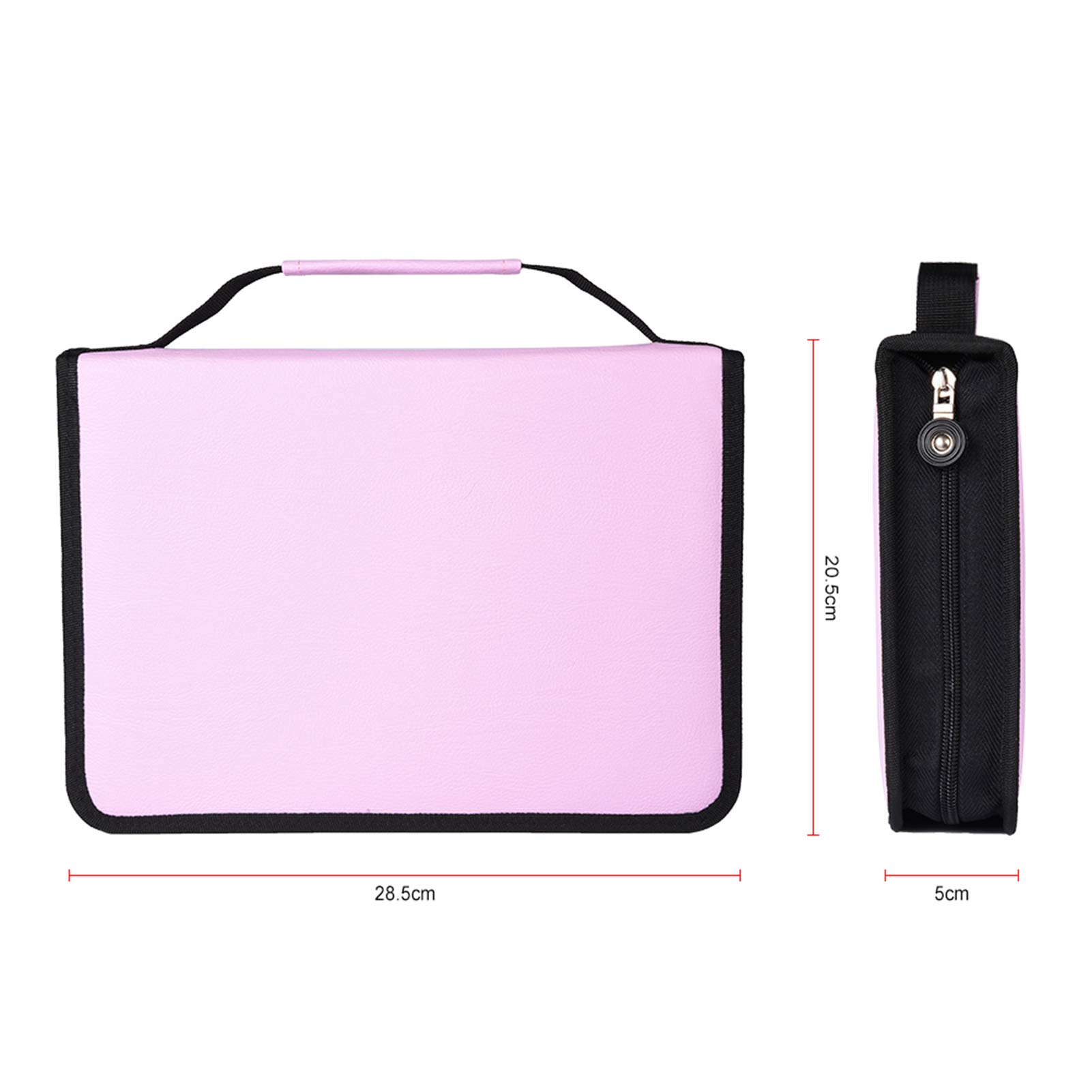 Tyenaza Astuccio per matite, Astuccio Artistico con 150 Fessure di Grande capacità, Astuccio Pieghevole con Cerniera Cucita per Bambini(Rosa)