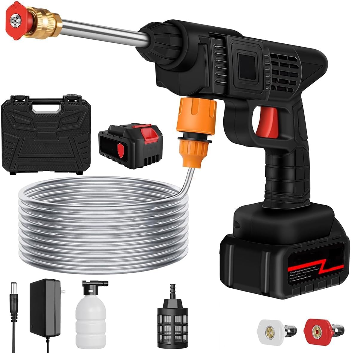 See full amazon price history chart for QIMIT Wireless 48 Watt High-Pressure Washer Water Spray Gun for Car Wash Bike Washing Cleaning Machine Rechargeable Electric High-Pressure Water Gun with Adjustable Nozzle and 5M Hose Pipe QIMIT Wireless 48 Watt High-Pressure Washer Water Spray Gun for Car Wash Bike Washing Cleaning Machine Rechargeable Electric High-Pressure Water Gun with Adjustable Nozzle and 5M Hose Pipe (B0D8Q6KYGX) Amazon Price History, Amazon Price Tracker