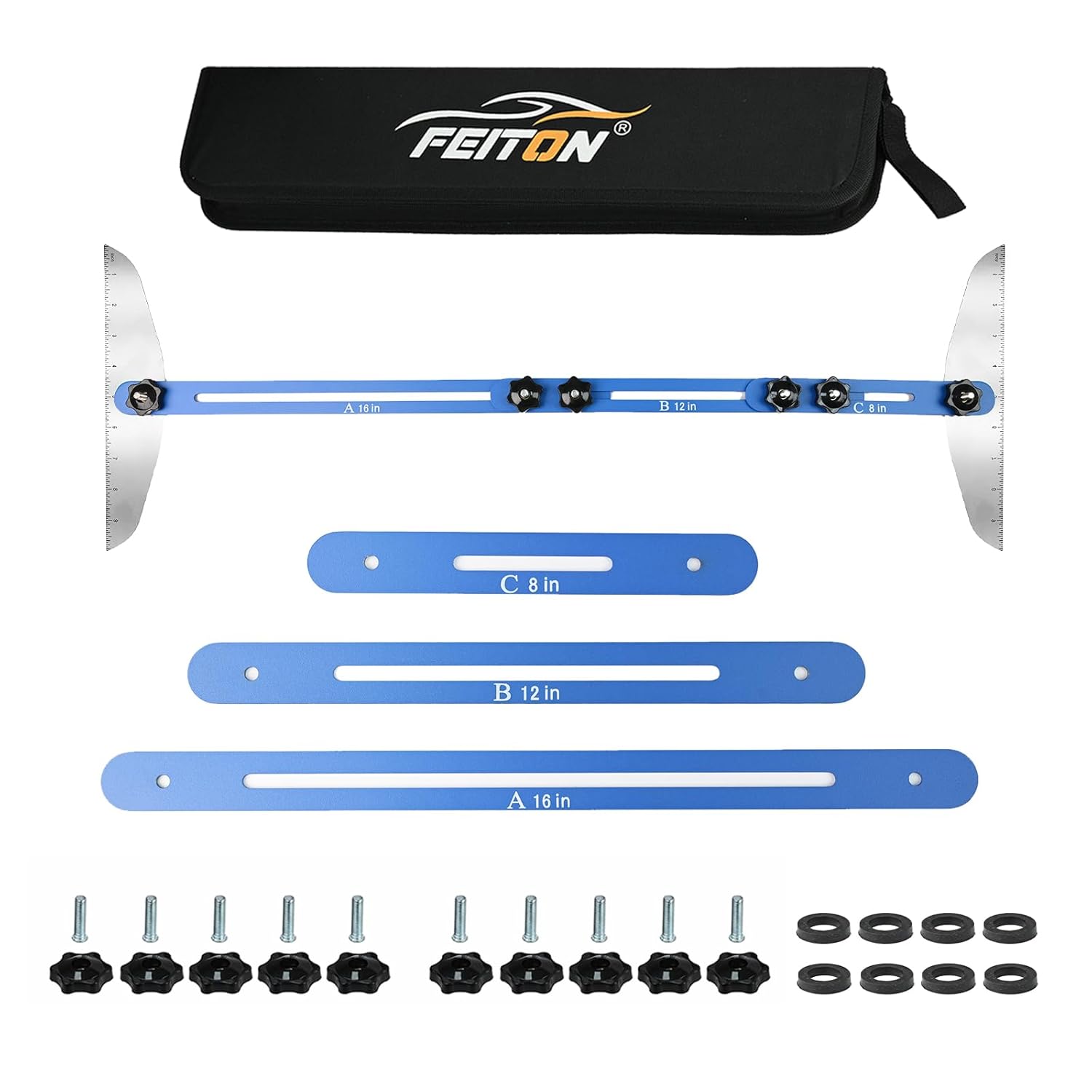 FEITON Stair Tread Template Tool with Portable Storage Bag, Stair Tread Shelf Layout Tool Set Measuring (Blue), S1, Blue+Bag S1 Blue+Bag 1