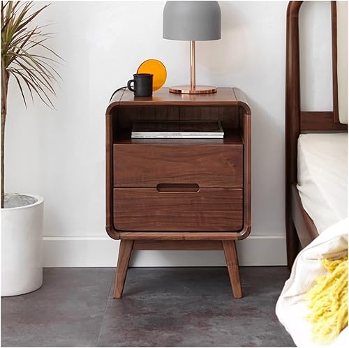 SISWIM Mesitas de noche de madera de nogal negro para dormitorio armario de almacenamiento mesita de noche pequeño gabinete