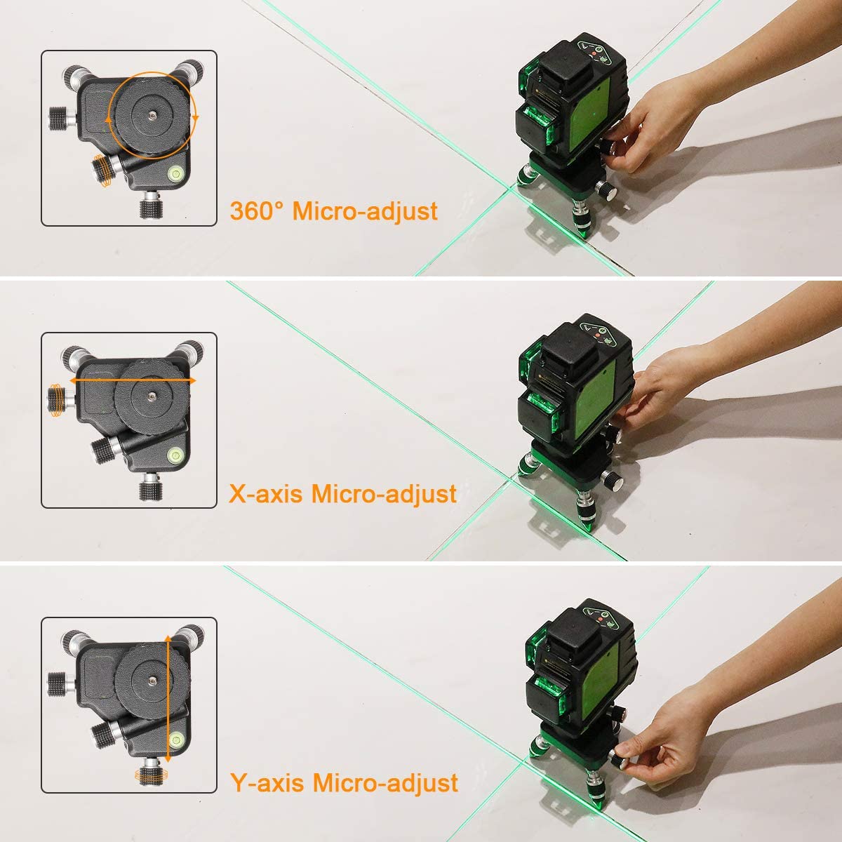 At2 Support Adaptateur De Niveau Laser - Rotation À 360° Manuellement Base Micro Ajustable Pour Connecteur De Trépied De Niveau Laser Ligne, Alliage Complet Avec Montage Fileté Standard 1/4"