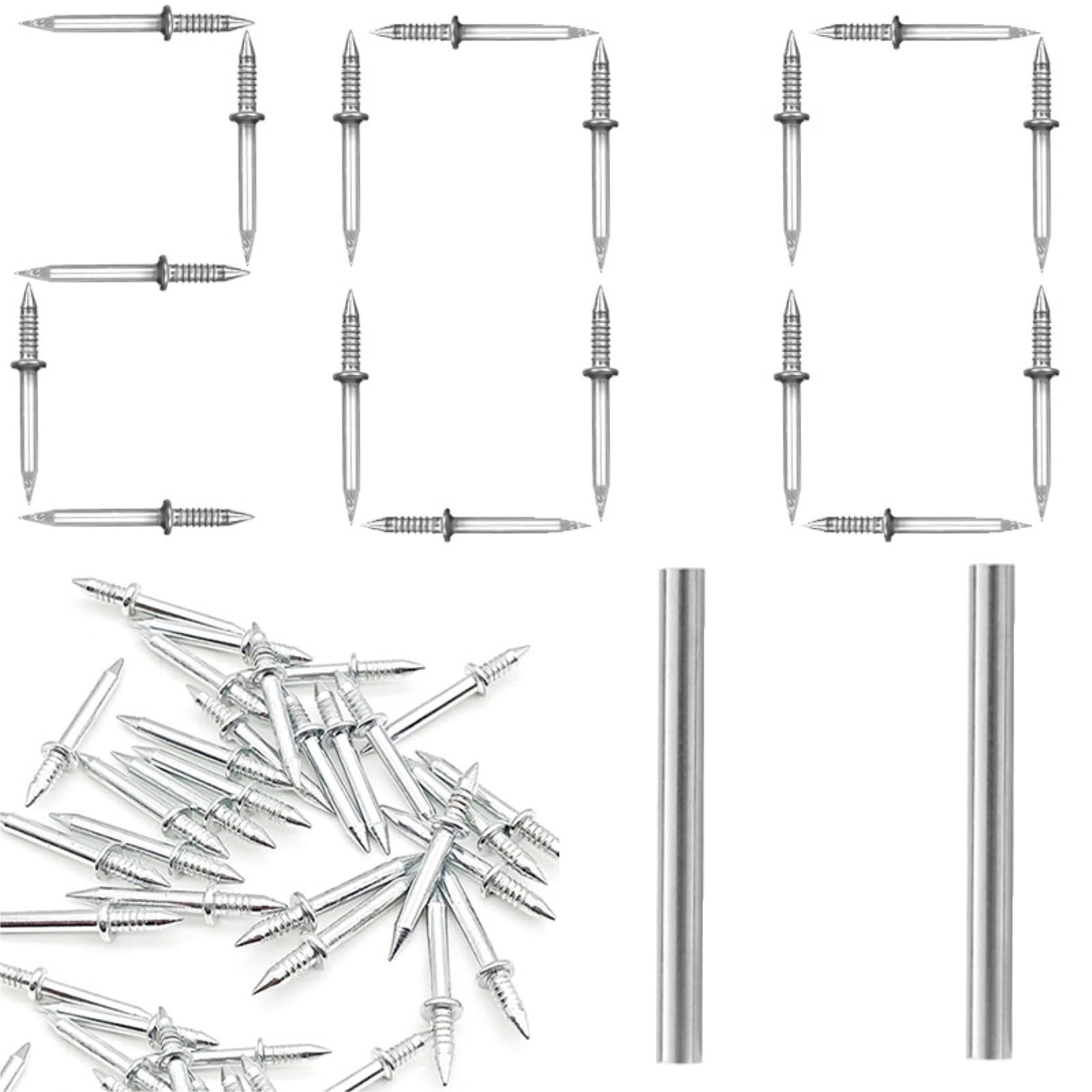 Lajhdcg 200Pcs 10-500Pcs Double Head Nails Set Rust-Proof Seamless Nails For Baseboards Strong Fixation Without Marks(200Pcs)