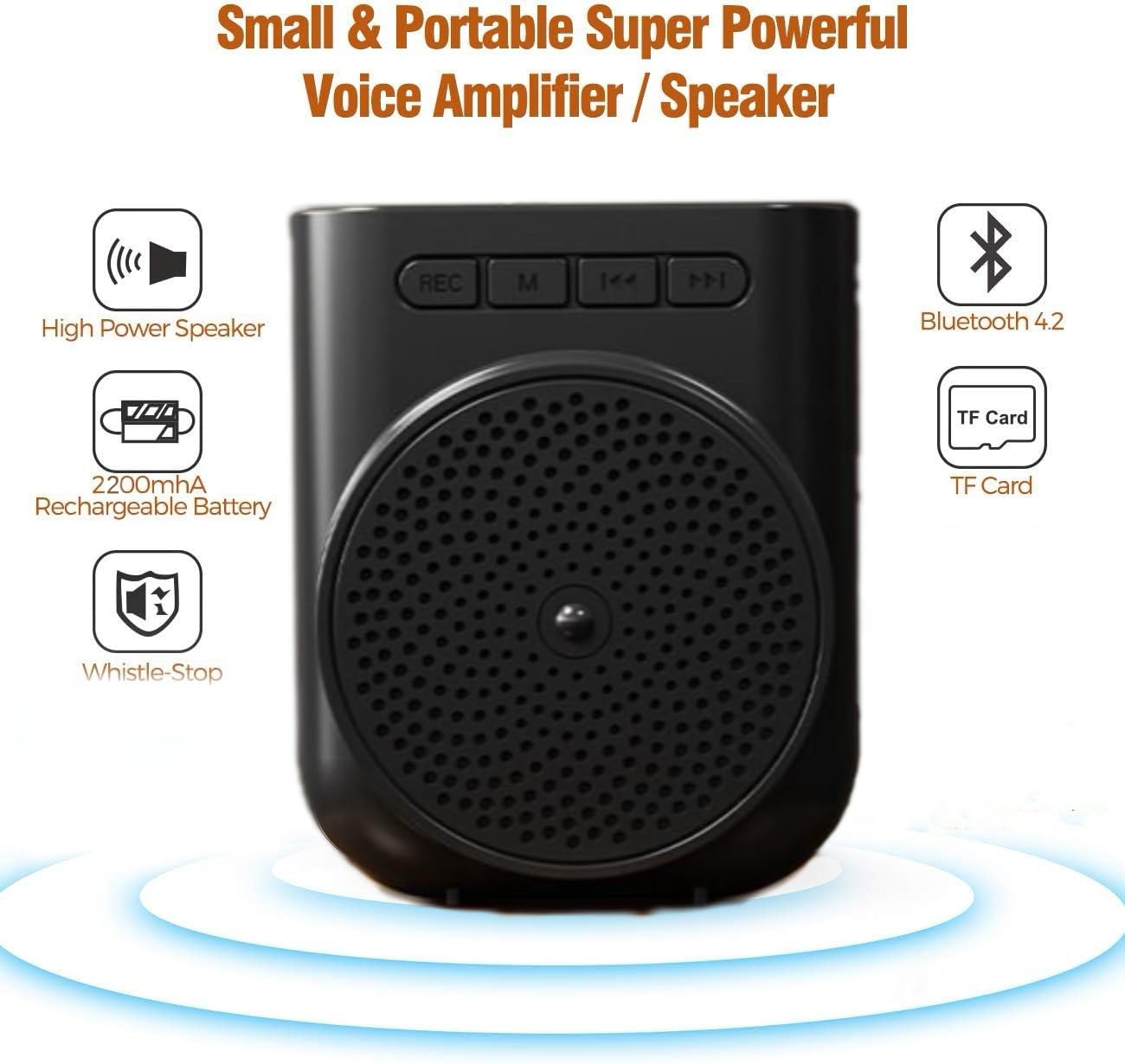 Mini amplificatore vocale portatile ricaricabile con microfono cablato auricolare e cintura, supporta Bluetooth e funzioni di registrazione, supporta la riproduzione musicale per insegnanti