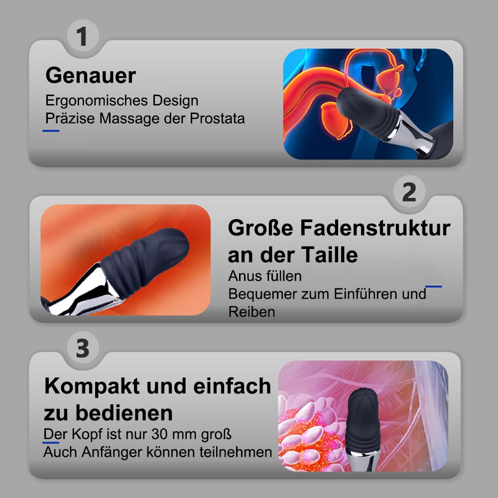 Kuaecr 3in1 Elektro Shock Anal Vibrator Penisringe Prostata Stimulator Set mit 10 Teleskop Vibrationsfunktion & 3 Elektrostimulation Modi, Anal Massagegerät SM Extrem Sexspielzeug für Männer Solo