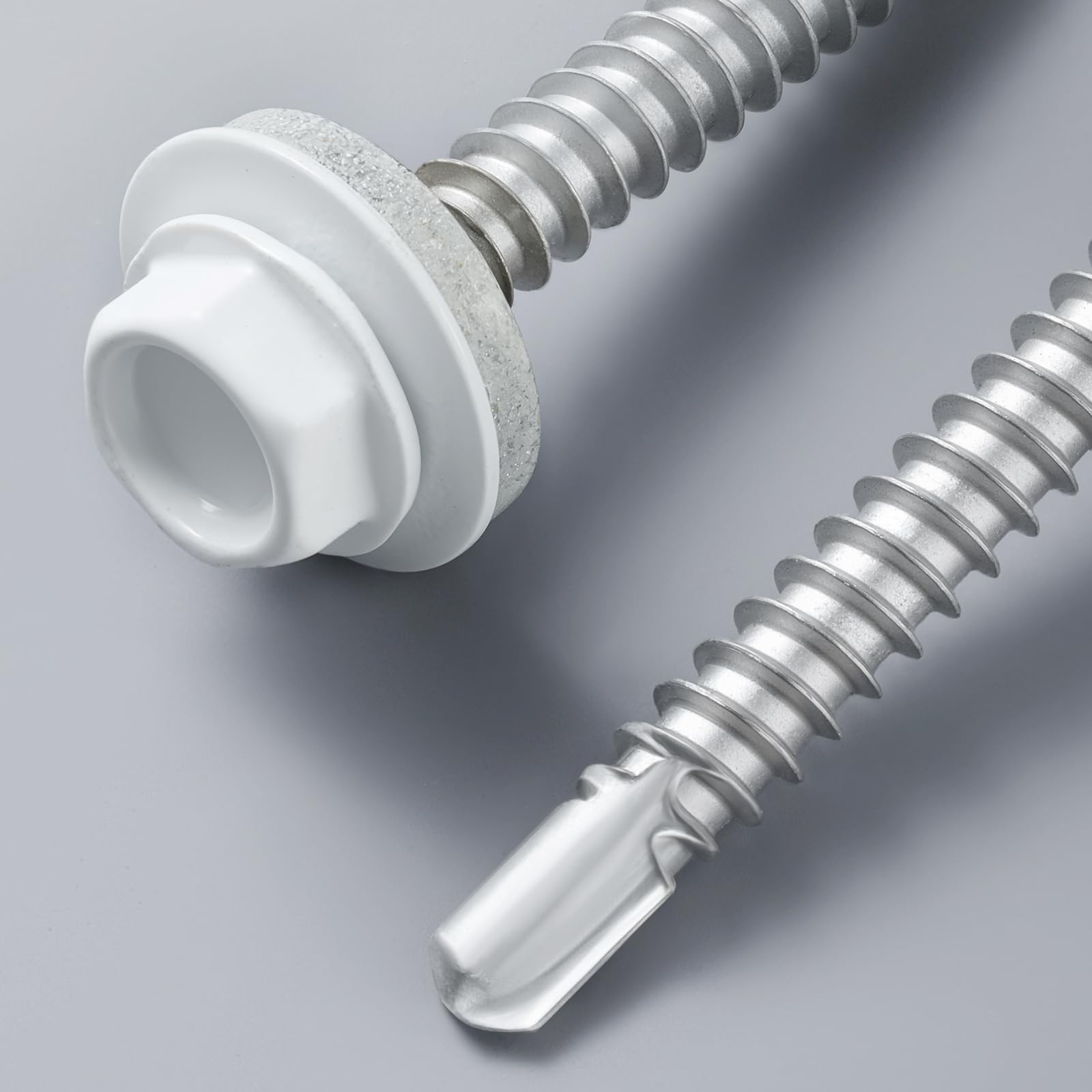 Viti per coperture in metallo da 2,5 cm, testa esagonale con rivestimento Ruspert bianco, rondella EPDM, autofilettanti da metallo a legno, con punta esagonale (1,4 kg, 300 pezzi)