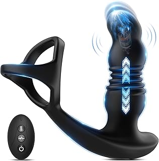 Thrusting Anal Vibrator Male Sex Toys, Prostate Massager with Cock Ring 7 Vibrating & 3 Thrusting Modes Sex Toys for Men, G-spot Vibrator Remote Butt Plug Anal Adult Toys for Women and Couple Pleasure