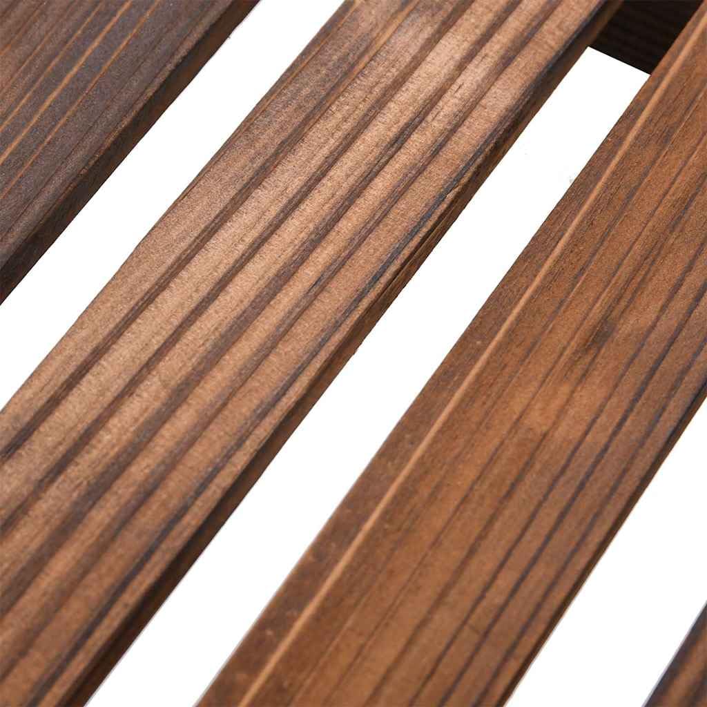 Pflanzenregal mit Rollen 110x25x101 cm Blumenständer aus Tannenholz Mehrstöckige Blumentreppe für Indoor Wohnzimmer Balkon und Terrasse Karbonisiert Braun
