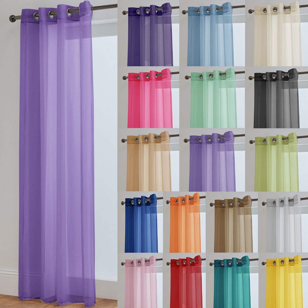 John Aird Lucy Voile Curtain - Eyelet - 1x Curtain Panel (Lilac, 58" Wide x 54" Drop)